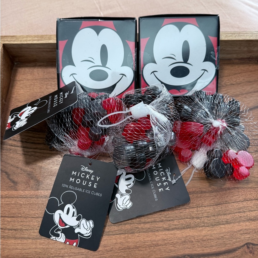Two Sets of Disney Mickey Mouse Coasters & Reusable Ice Cube Sets | Brand New